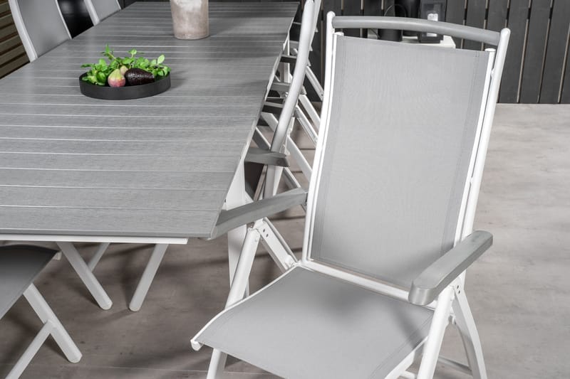 Levels Förlängningsbar Matgrupp Utomhus 224cm + 8 Albany Stolar - Grå/Vit - Utemöbler - Utegrupp - Matgrupper utomhus