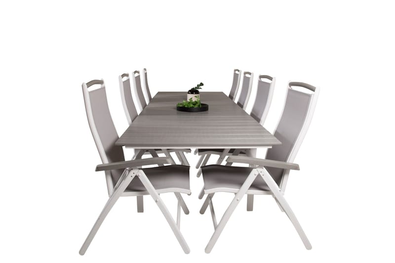 Levels Förlängningsbar Matgrupp Utomhus 224cm + 8 Albany Stolar - Grå/Vit - Utemöbler - Utegrupp - Matgrupper utomhus