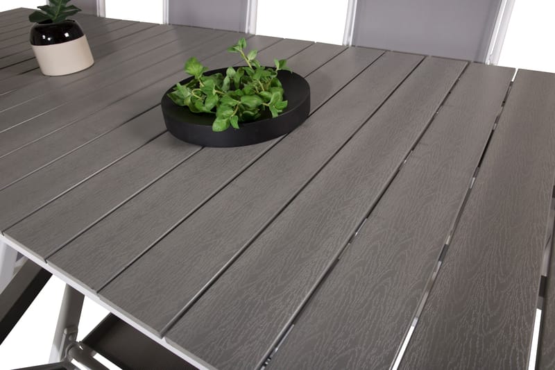 Levels Förlängningsbar Matgrupp Utomhus 224cm + 8 Albany Stolar - Grå/Vit - Utemöbler - Utegrupp - Matgrupper utomhus