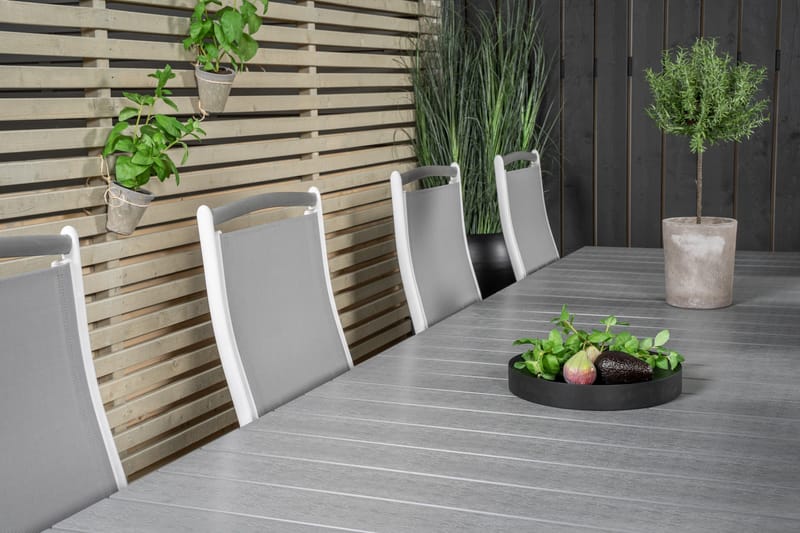 Levels Förlängningsbar Matgrupp Utomhus 224cm + 8 Albany Stolar - Grå/Vit - Utemöbler - Utegrupp - Matgrupper utomhus