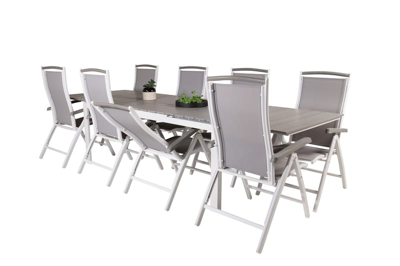 Levels Förlängningsbar Matgrupp Utomhus 224cm + 8 Albany Stolar - Grå/Vit - Utemöbler - Utegrupp - Matgrupper utomhus