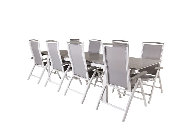 Levels Förlängningsbar Matgrupp Utomhus 224cm + 8 Albany Stolar - Grå/Vit - Utemöbler - Utegrupp - Matgrupper utomhus