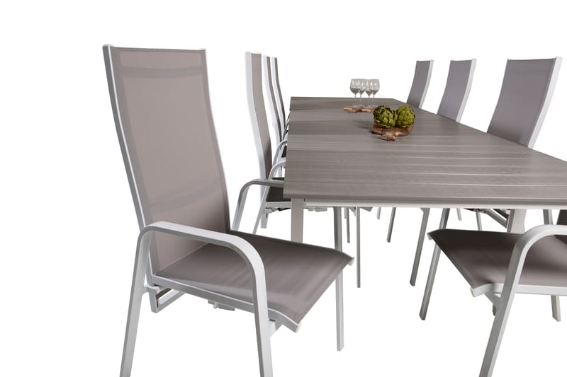 Levels Förlängningsbar Matgrupp Utomhus 224cm + 8 Copacabana Stolar - Vit - Utemöbler - Utegrupp - Matgrupper utomhus