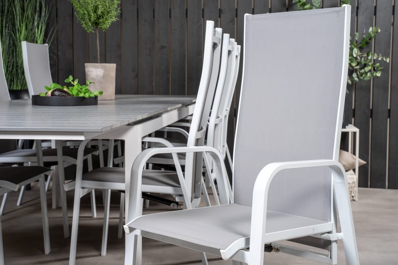 Levels Förlängningsbar Matgrupp Utomhus 224cm + 8 Copacabana Stolar - Vit - Utemöbler - Utegrupp - Matgrupper utomhus