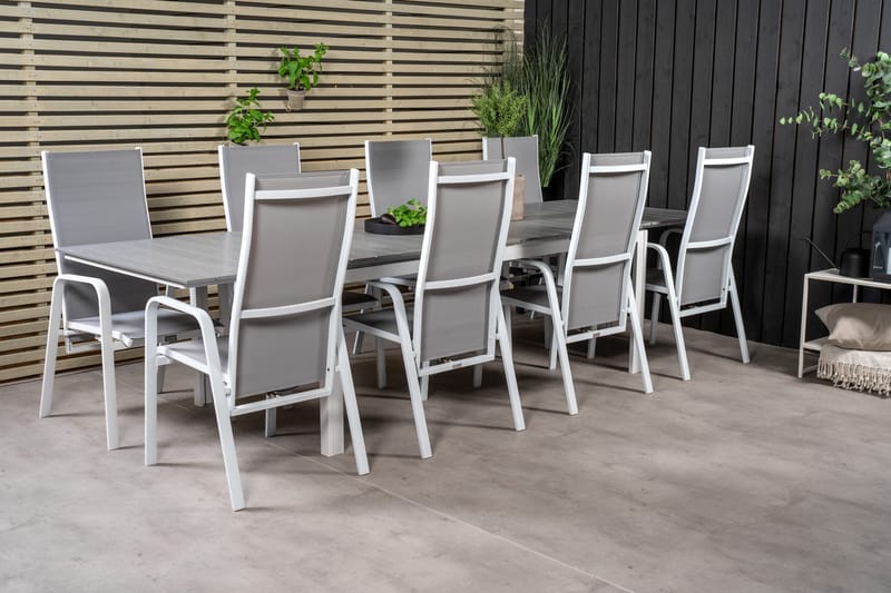 Levels Förlängningsbar Matgrupp Utomhus 224cm + 8 Copacabana Stolar - Vit - Utemöbler - Utegrupp - Matgrupper utomhus