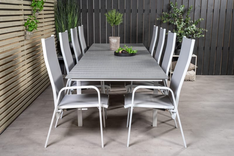 Levels Förlängningsbar Matgrupp Utomhus 224cm + 8 Copacabana Stolar - Vit - Utemöbler - Utegrupp - Matgrupper utomhus