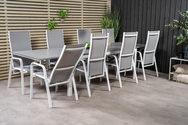 Levels Förlängningsbar Matgrupp Utomhus 224cm + 8 Copacabana Stolar - Vit - Utemöbler - Utegrupp - Matgrupper utomhus