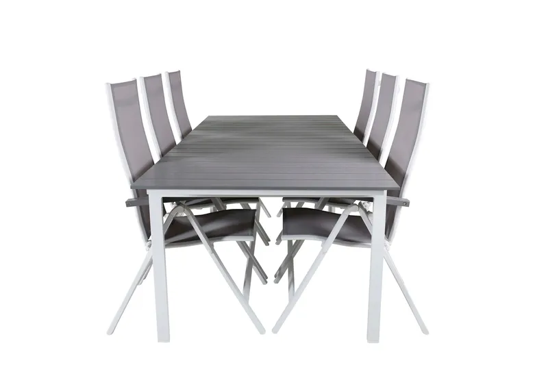 Levels Förlängningsbar Matgrupp Utomhus 229cm + 6 Albany Stolar - Brun/Vit - Utemöbler - Utegrupp - Matgrupper utomhus