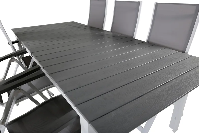 Levels Förlängningsbar Matgrupp Utomhus 229cm + 6 Albany Stolar - Brun/Vit - Utemöbler - Utegrupp - Matgrupper utomhus