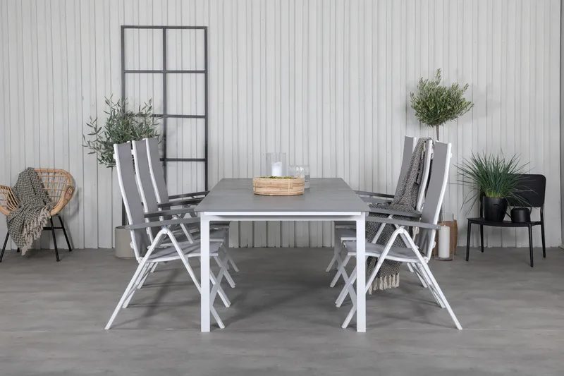 Levels Förlängningsbar Matgrupp Utomhus 229cm + 6 Albany Stolar - Brun/Vit - Utemöbler - Utegrupp - Matgrupper utomhus