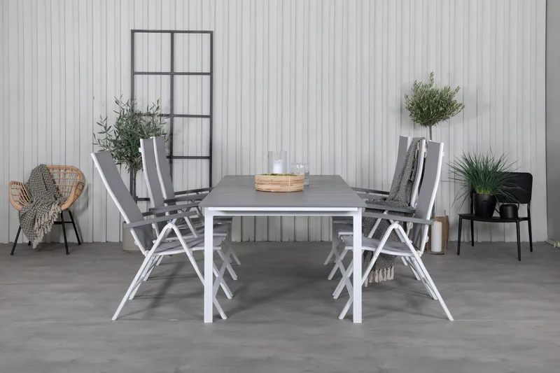 Levels Förlängningsbar Matgrupp Utomhus 229cm + 6 Albany Stolar - Brun/Vit - Utemöbler - Utegrupp - Matgrupper utomhus
