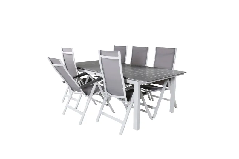 Levels Förlängningsbar Matgrupp Utomhus 229cm + 6 Albany Stolar - Brun/Vit - Utemöbler - Utegrupp - Matgrupper utomhus