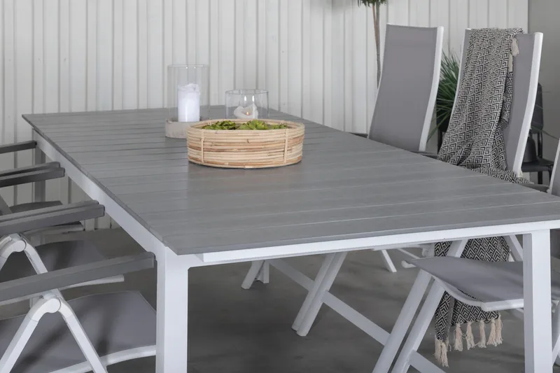 Levels Förlängningsbar Matgrupp Utomhus 229cm + 6 Albany Stolar - Brun/Vit - Utemöbler - Utegrupp - Matgrupper utomhus