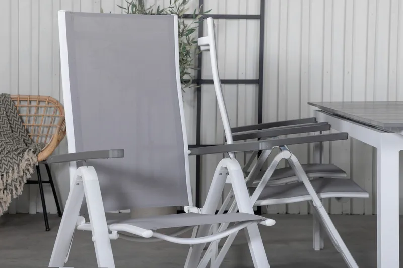 Levels Förlängningsbar Matgrupp Utomhus 229cm + 6 Albany Stolar - Brun/Vit - Utemöbler - Utegrupp - Matgrupper utomhus