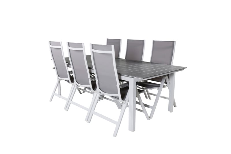 Levels Förlängningsbar Matgrupp Utomhus 229cm + 6 Albany Stolar, Brun/Vit