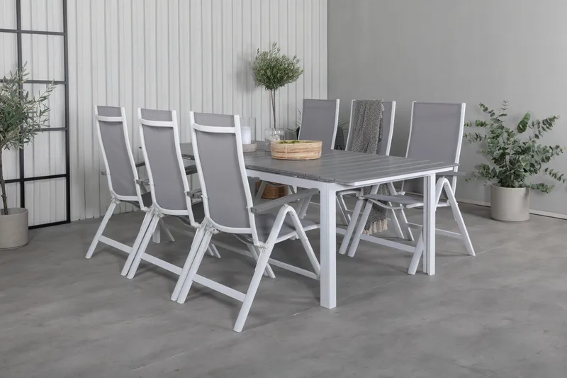 Levels Förlängningsbar Matgrupp Utomhus 229cm + 6 Albany Stolar - Brun/Vit - Utemöbler - Utegrupp - Matgrupper utomhus
