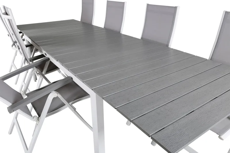 Levels Förlängningsbar Matgrupp Utomhus 229cm + 8 Albany Stolar - Brun/Vit - Utemöbler - Utegrupp - Matgrupper utomhus