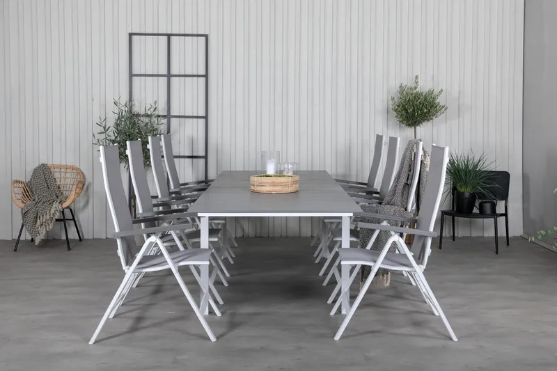 Levels Förlängningsbar Matgrupp Utomhus 229cm + 8 Albany Stolar - Brun/Vit - Utemöbler - Utegrupp - Matgrupper utomhus