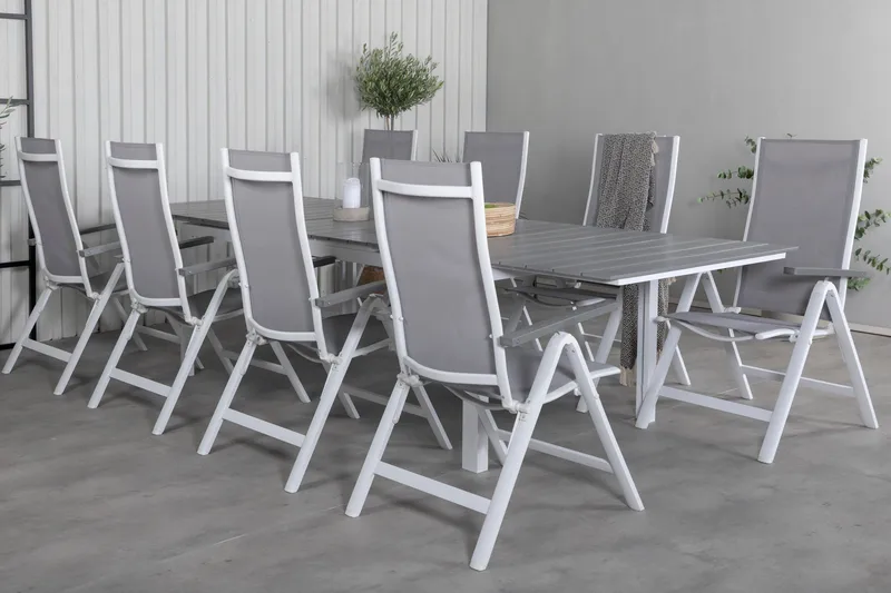 Levels Förlängningsbar Matgrupp Utomhus 229cm + 8 Albany Stolar - Brun/Vit - Utemöbler - Utegrupp - Matgrupper utomhus