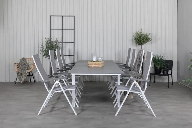 Levels Förlängningsbar Matgrupp Utomhus 229cm + 8 Albany Stolar - Brun/Vit - Utemöbler - Utegrupp - Matgrupper utomhus