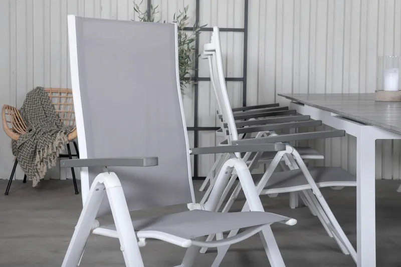 Levels Förlängningsbar Matgrupp Utomhus 229cm + 8 Albany Stolar - Brun/Vit - Utemöbler - Utegrupp - Matgrupper utomhus