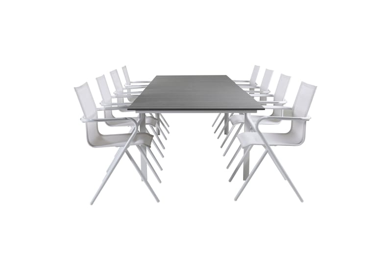 Levels Förlängningsbar Matgrupp Utomhus 229cm + 8 Alina Stolar - Svart/Grå - Utemöbler - Utegrupp - Matgrupper utomhus