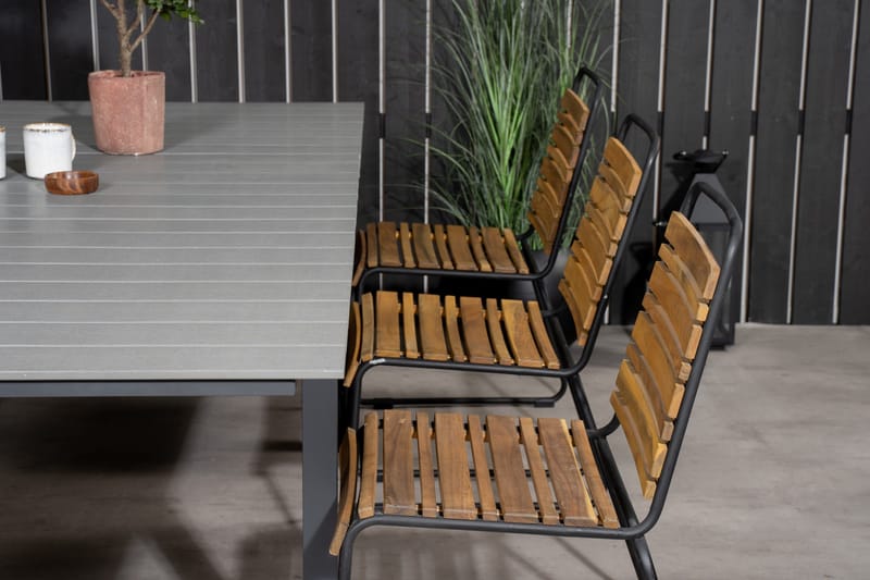 Levels Förlängningsbar Matgrupp Utomhus 240cm + 6 Bois Stolar - Trä/Natur/Svart - Utemöbler - Utegrupp - Matgrupper utomhus