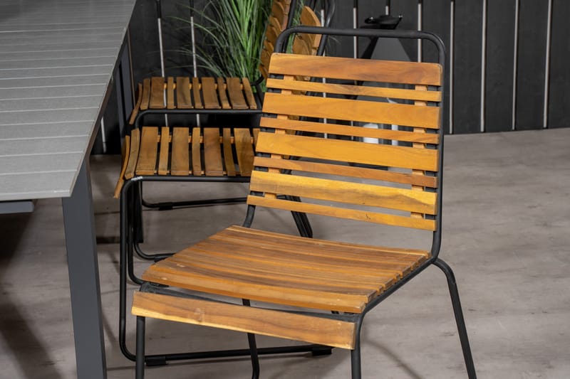 Levels Förlängningsbar Matgrupp Utomhus 240cm + 6 Bois Stolar - Trä/Natur/Svart - Utemöbler - Utegrupp - Matgrupper utomhus