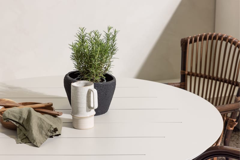 Lina Matgrupp Rund 120 cm + 4 st Galera Karmstolar Brun/Vit - Brun/Vit - Utemöbler - Utegrupp - Matgrupper utomhus