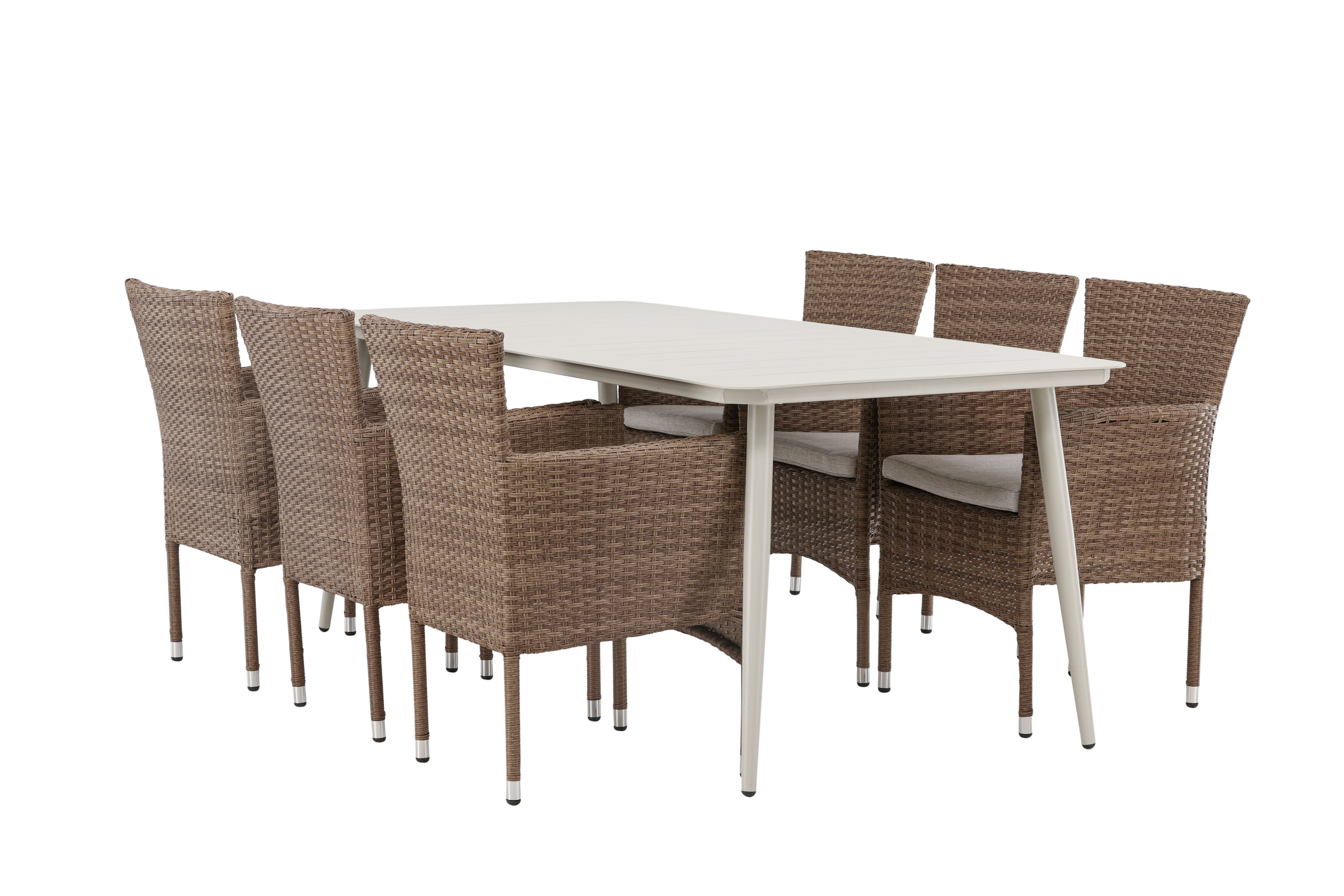 lina matgrupp utomhus 120 cm + 6 st malina karmstolar - brun/vit