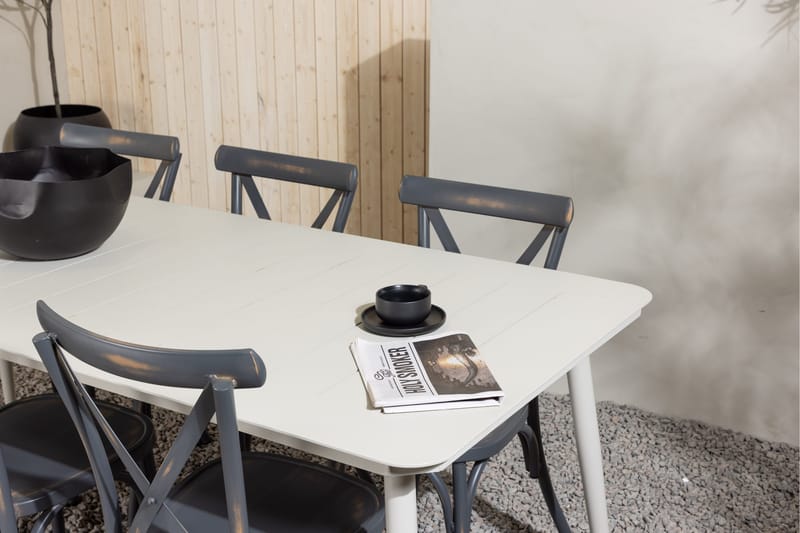 Lina Matgrupp Utomhus 120 cm + 6 st Tablas Matstolar - Mörkgrå/Vit - Utemöbler - Utegrupp - Matgrupper utomhus
