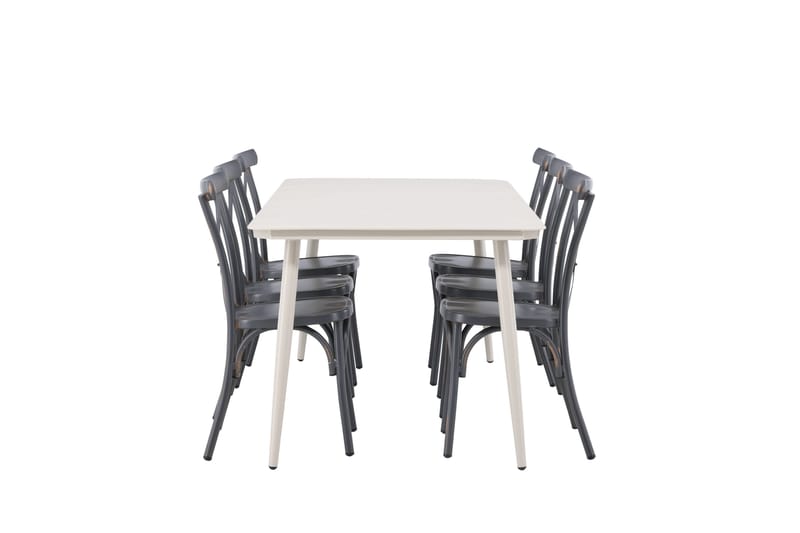 Lina Matgrupp Utomhus 120 cm + 6 st Tablas Matstolar - Mörkgrå/Vit - Utemöbler - Utegrupp - Matgrupper utomhus