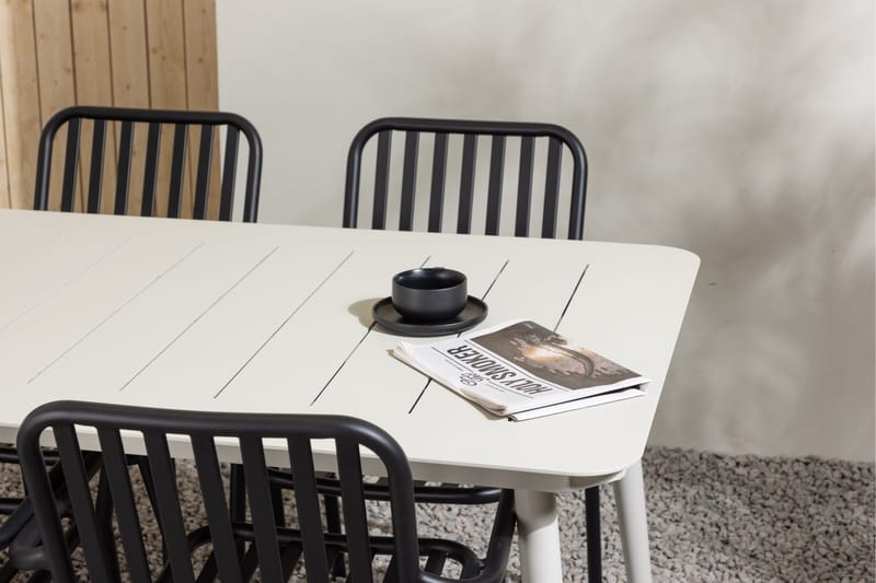 Lina Matgrupp Utomhus 120 cm + 6 st Peking Karmstolar - Svart/Vit - Utemöbler - Utegrupp - Matgrupper utomhus