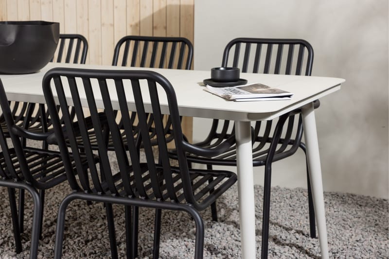 Lina Matgrupp Utomhus 120 cm + 6 st Peking Karmstolar - Svart/Vit - Utemöbler - Utegrupp - Matgrupper utomhus
