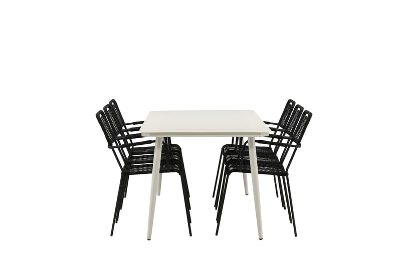 Lina Matgrupp Utomhus 200x90 cm + 6 Lindos Karmstol - Svart - Utemöbler - Utegrupp - Matgrupper utomhus
