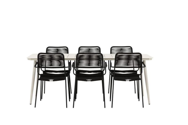 Lina Matgrupp Utomhus 200x90 cm + 6 Lindos Karmstol - Svart - Utemöbler - Utegrupp - Matgrupper utomhus