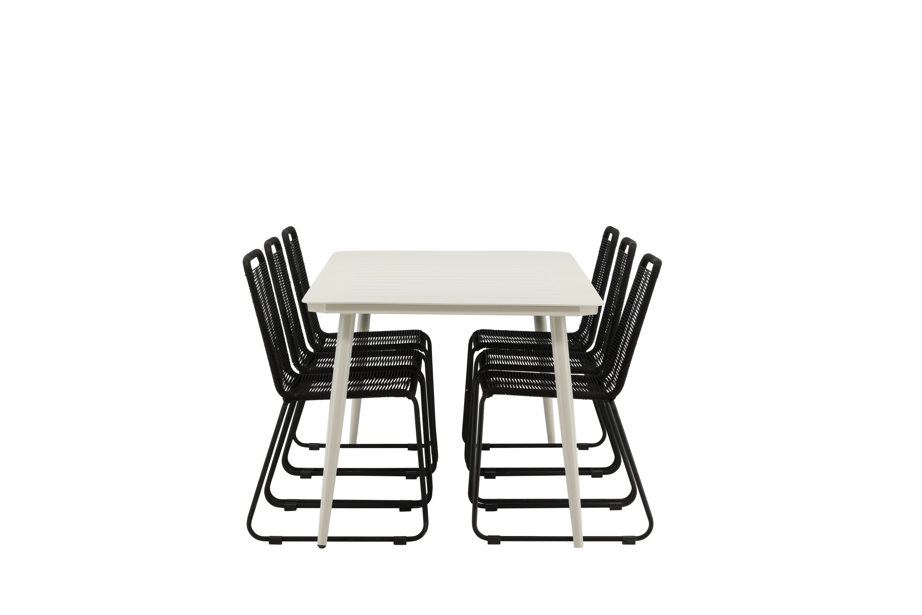 lina matgrupp utomhus 200x90 cm + 6 lindos stapelbar stol - svart