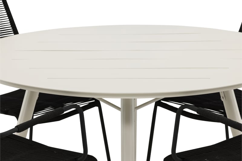 Lina Matgrupp Utomhus Rund 120 cm + 4 Lindos Karmstol - Svart - Utemöbler - Utegrupp - Matgrupper utomhus