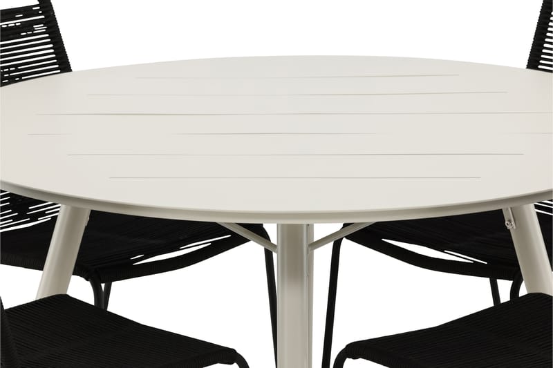 Lina Matgrupp Utomhus Rund 120 cm + 4 Lindos Stapelbar Stol - Svart - Utemöbler - Utegrupp - Matgrupper utomhus