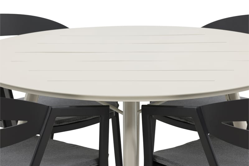 Lina Matgrupp Utomhus Rund 120 cm + 4 Slit Matstol - Svart - Utemöbler - Utegrupp - Matgrupper utomhus