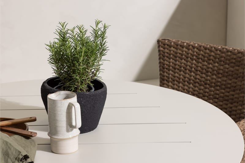 Lina Matgrupp Utomhus Rund 120 cm + 4 st Malina Karmstolar - Brun/Vit - Utemöbler - Utegrupp - Matgrupper utomhus