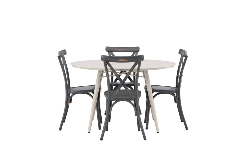Lina Matgrupp Utomhus Rund 120 cm + 4 st Tablas Matstolar - Mörkgrå/Vit - Utemöbler - Utegrupp - Matgrupper utomhus