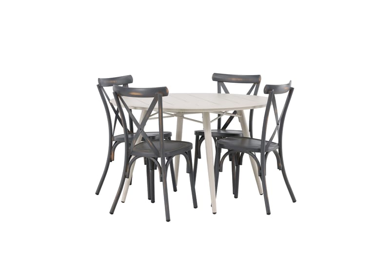 Lina Matgrupp Utomhus Rund 120 cm + 4 st Tablas Matstolar, Mörkgrå/Vit