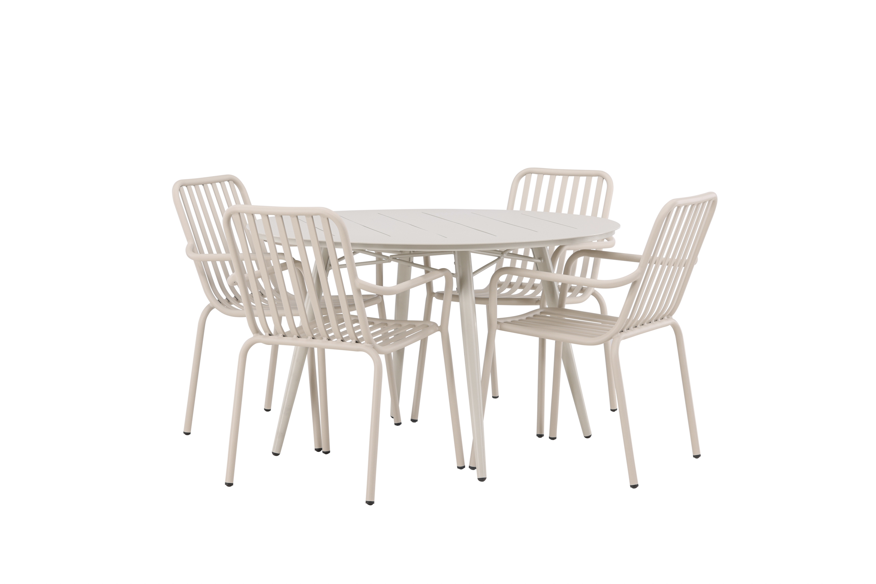 lina matgrupp utomhus rund 120 cm + 4 st peking karmstolar - beige/vit