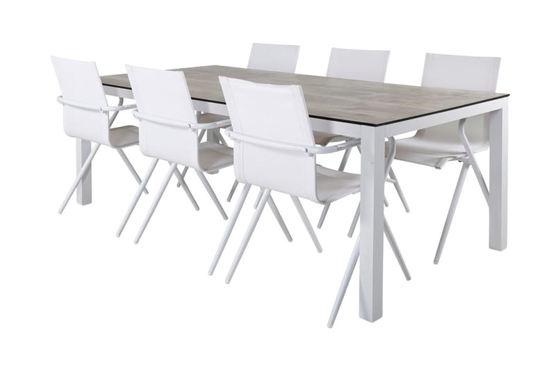 Llama Matgrupp 205cm + 6 Alina Matstolar Svart/Grå - Svart/Grå - Utemöbler - Utegrupp - Matgrupper utomhus