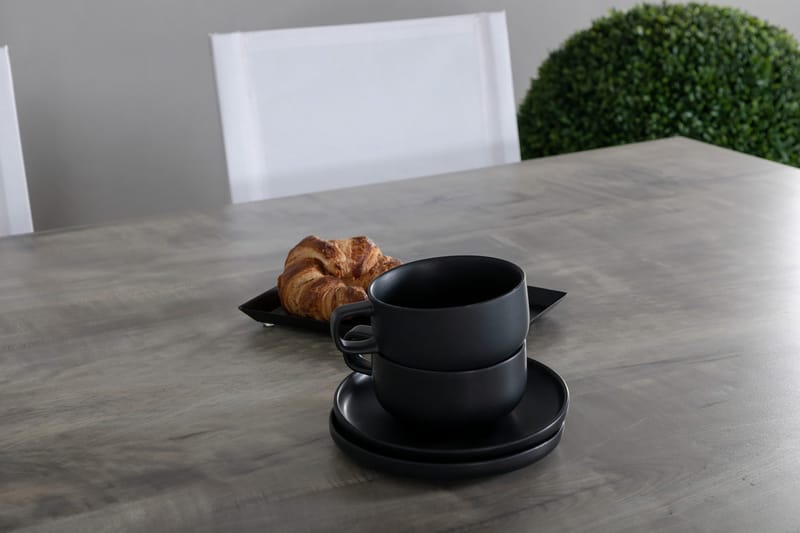 Llama Matgrupp 205cm + 6 Alina Matstolar Svart/Grå - Svart/Grå - Utemöbler - Utegrupp - Matgrupper utomhus