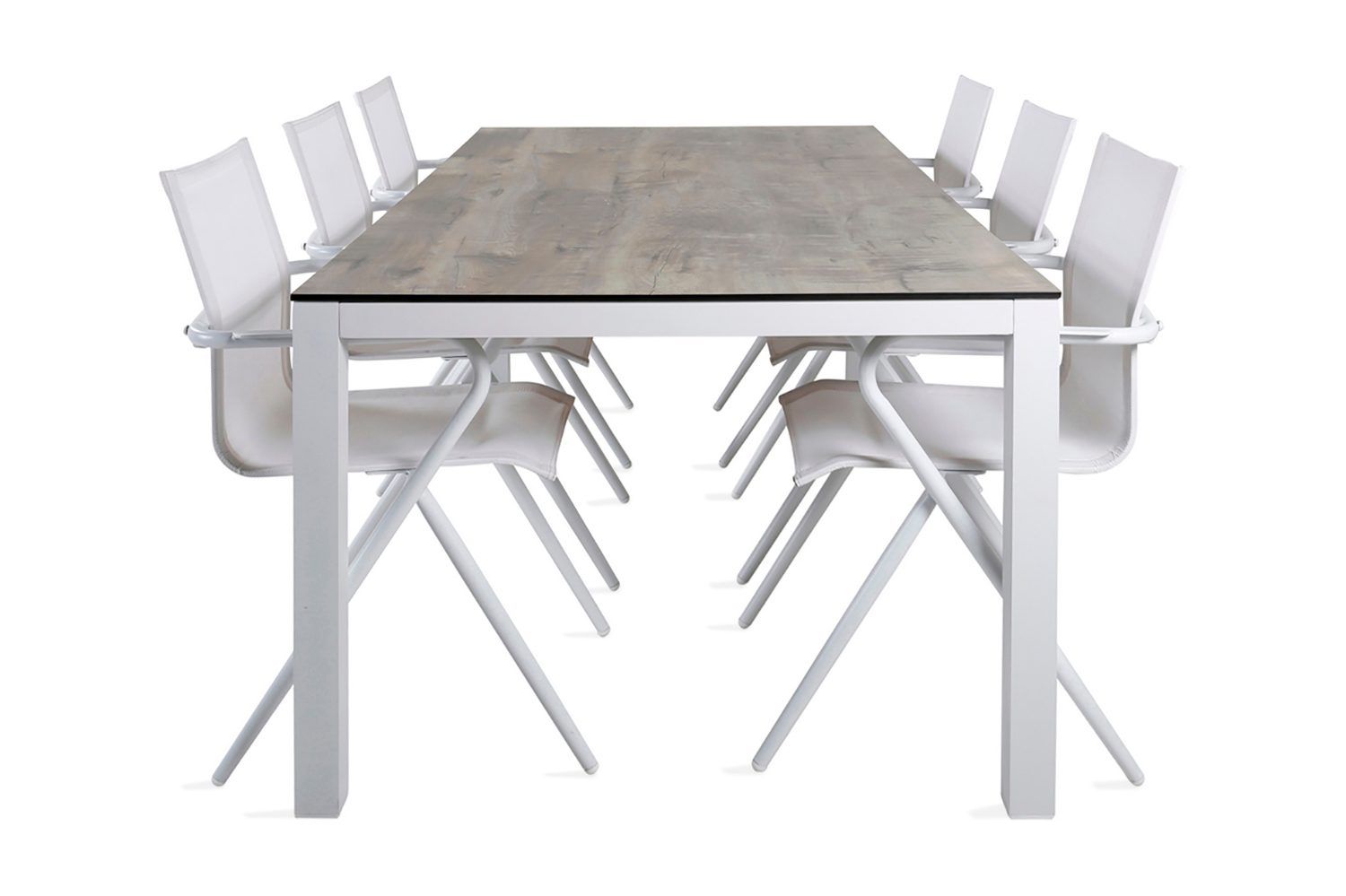 llama matgrupp 205cm + 6 alina matstolar svart/grå - svart/grå