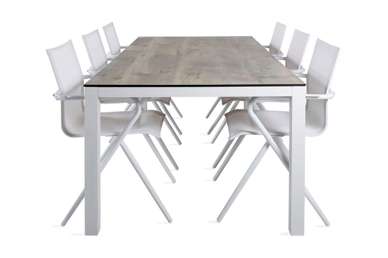 Llama Matgrupp 205cm + 6 Alina Matstolar Svart/Grå, Svart/Grå