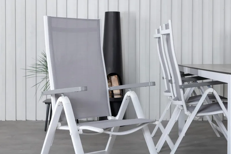 Llama Matgrupp Utomhus 205cm + 6 Albany Positionsstolar - Svart/Natur - Utemöbler - Utegrupp - Matgrupper utomhus