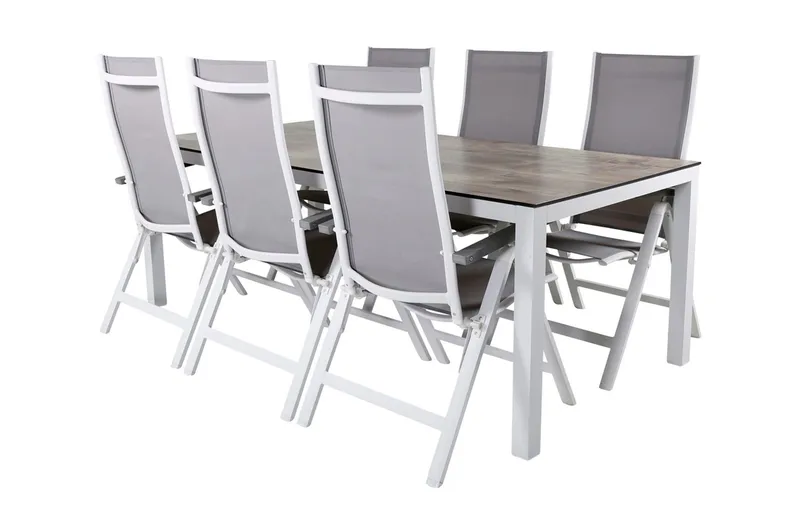 Llama Matgrupp Utomhus 205cm + 6 Albany Positionsstolar - Svart/Natur - Utemöbler - Utegrupp - Matgrupper utomhus